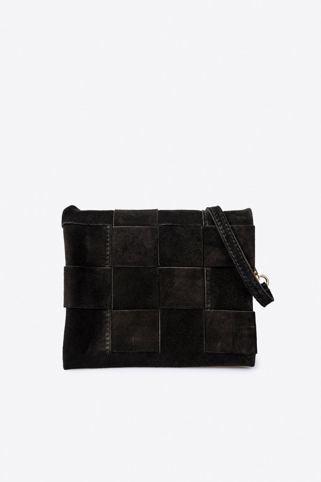 Caterina Made in Italy Suede Leather Crossbody Bag – Black