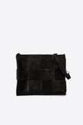 Caterina Made in Italy Suede Leather Crossbody Bag – Black