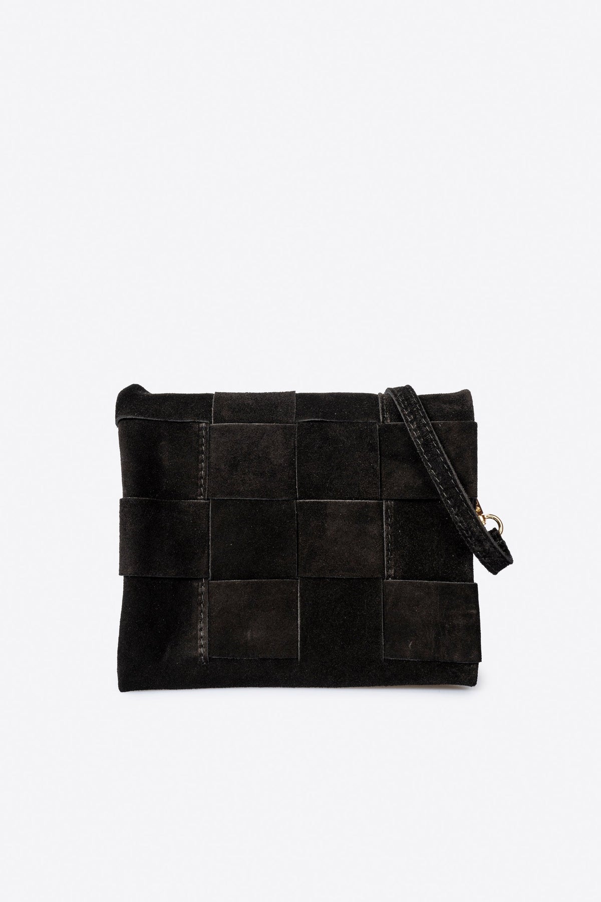 Caterina Made in Italy Suede Leather Crossbody Bag – Black