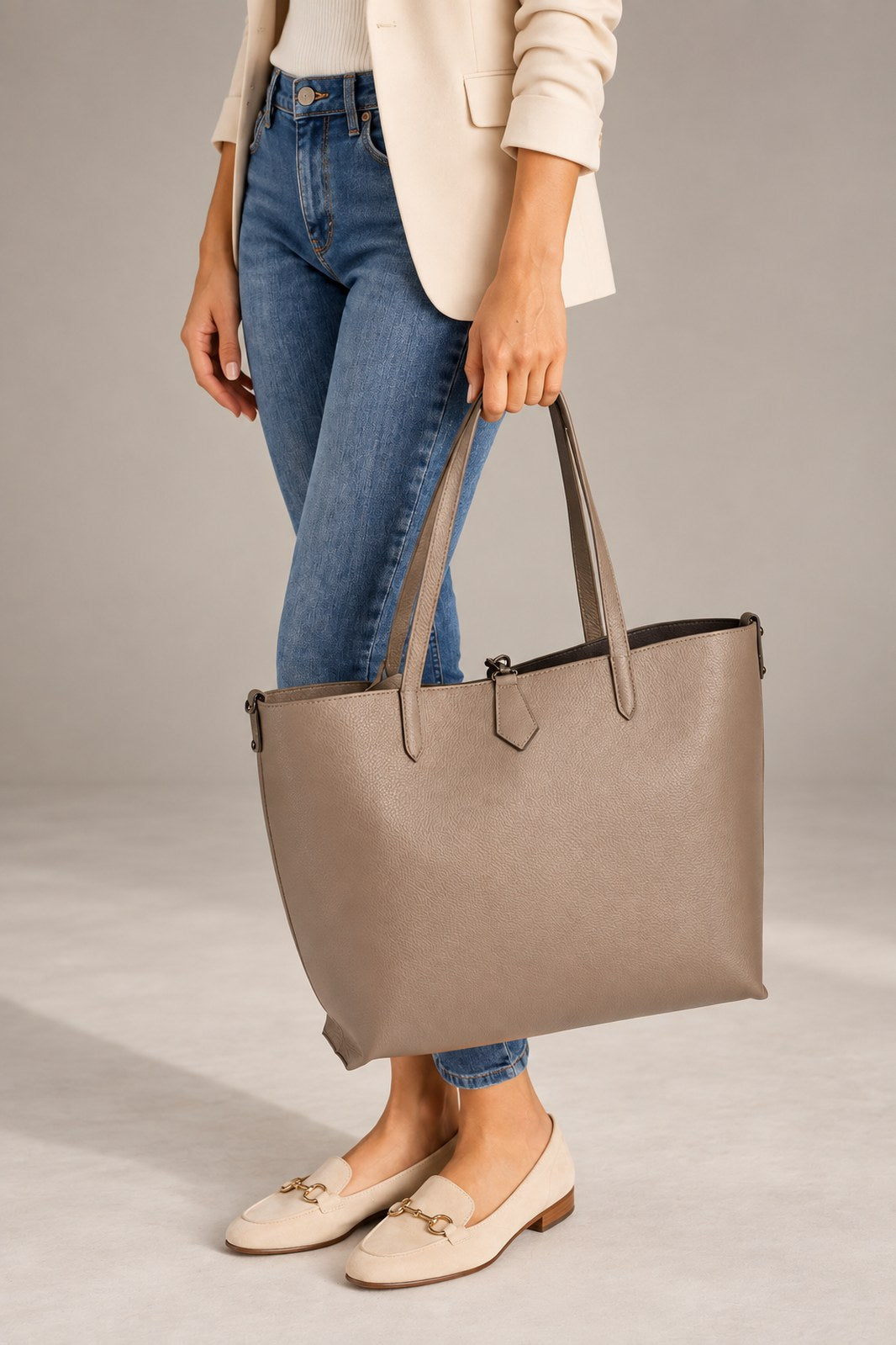 Nicoletta Made in Italy Leather Tote Bag – Taupe