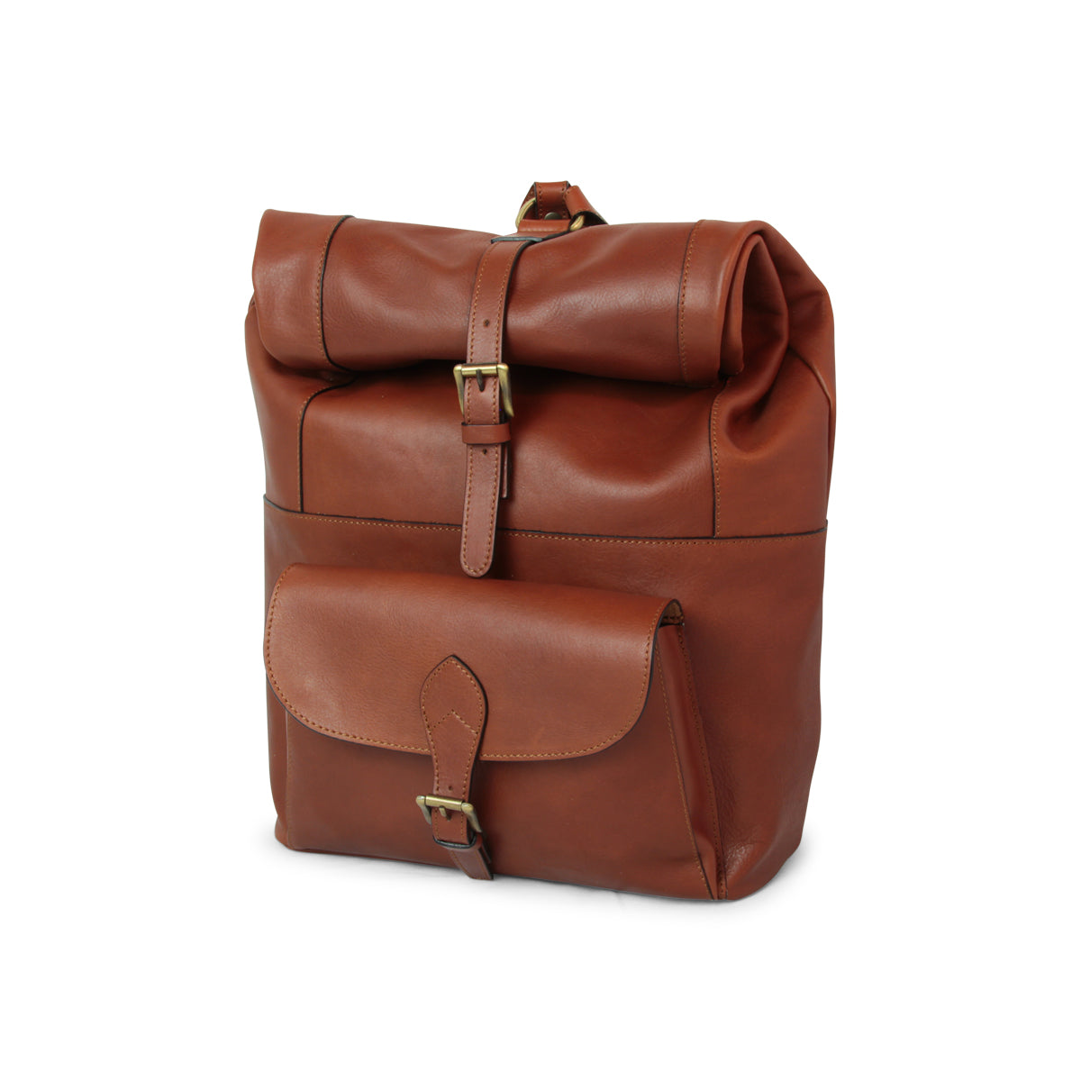 LUSSO Full grain leather back pack with backside troller strap