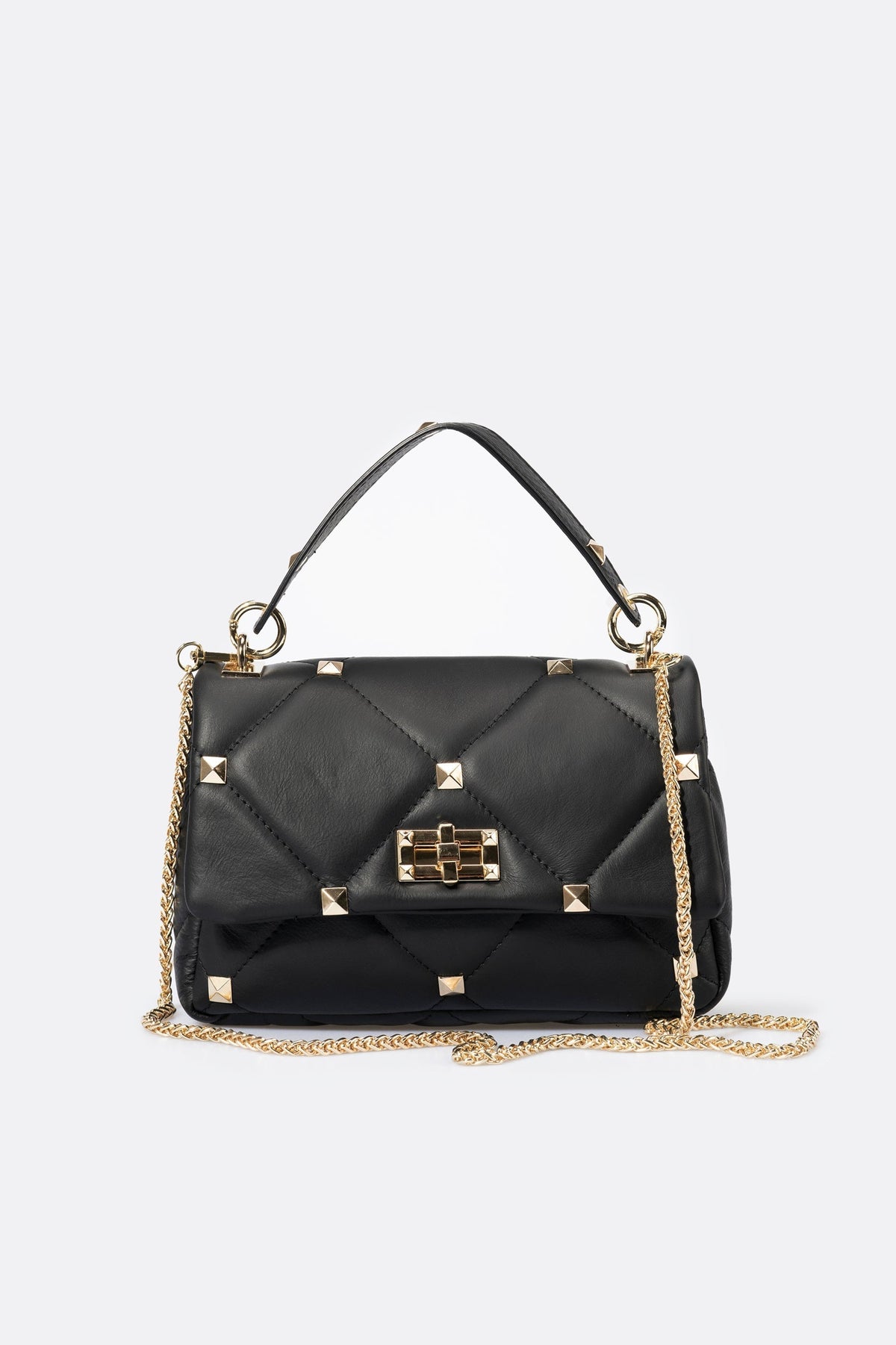 Ilaria Made in Italy Full Grain Leather Top Handle Handbag – Black