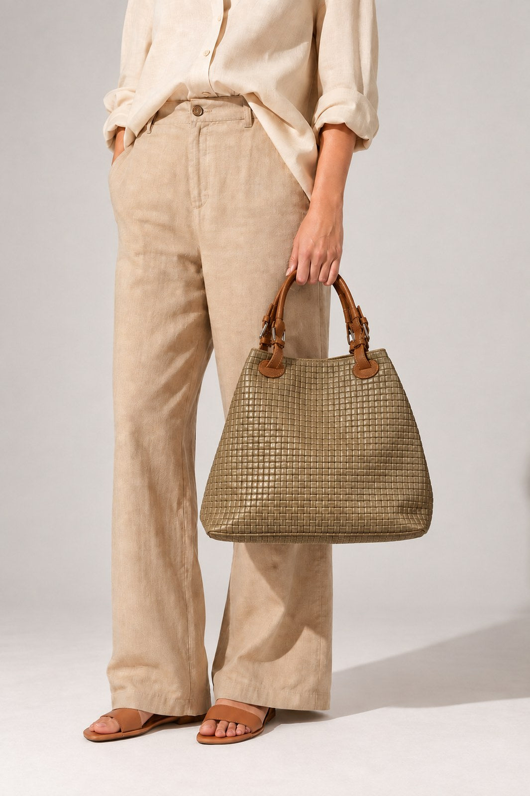 Aria Made in Italy Suede Leather Tote Bag – Mushroom Taupe
