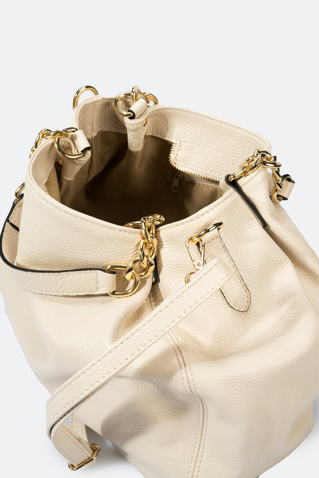 Eleonora Made in Italy Leather Shoulder Bag – Beige