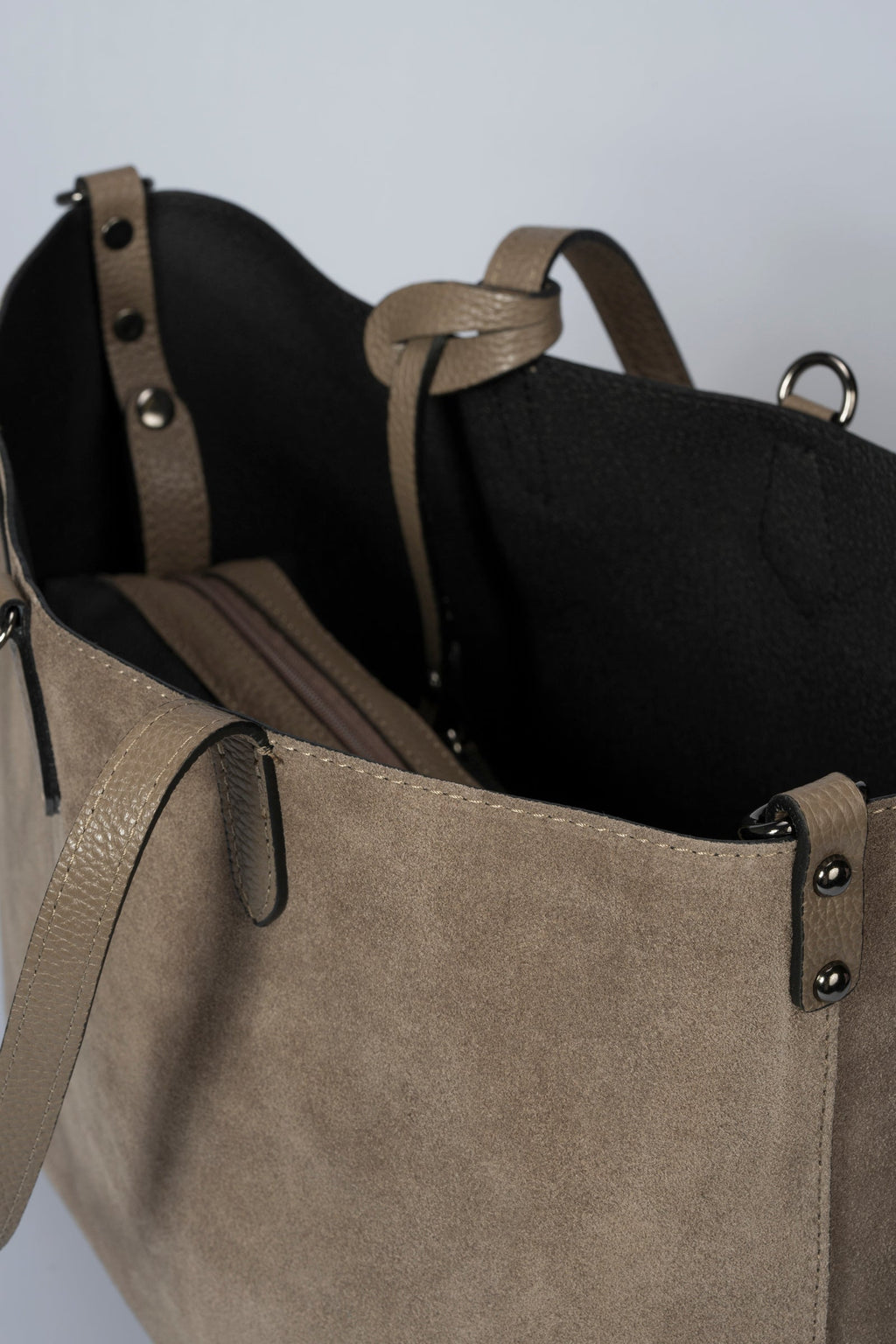 Raffaella Made in Italy Suede Leather Tote Bag – Mushroom Taupe