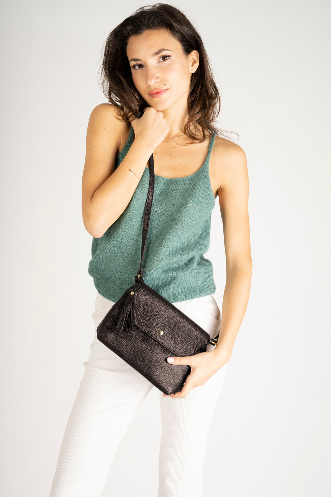 Stella Made in Italy Leather Crossbody Bag – Brown