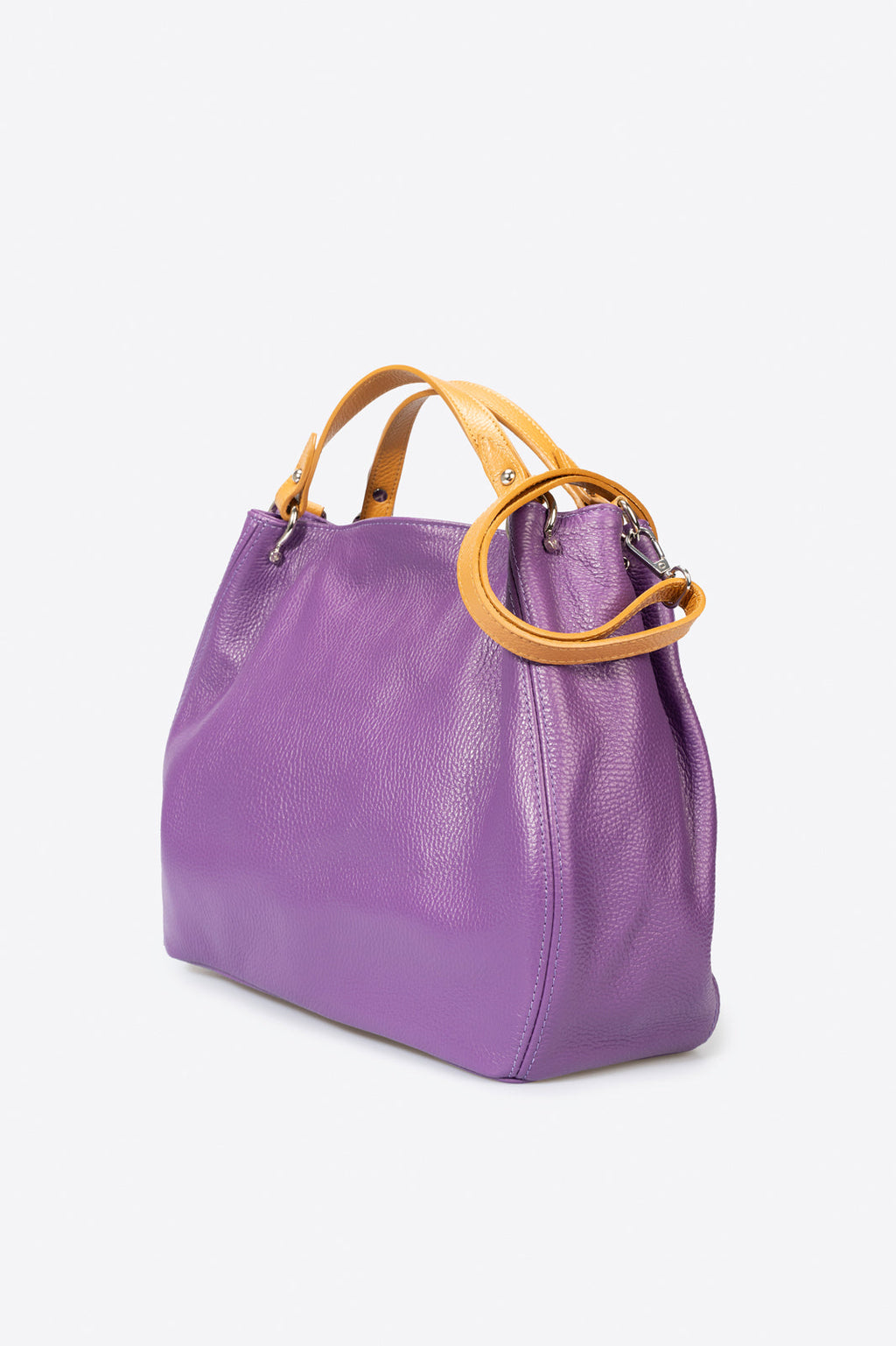 Fiorella Made in Italy Leather Top Handle Handbag – Lilac