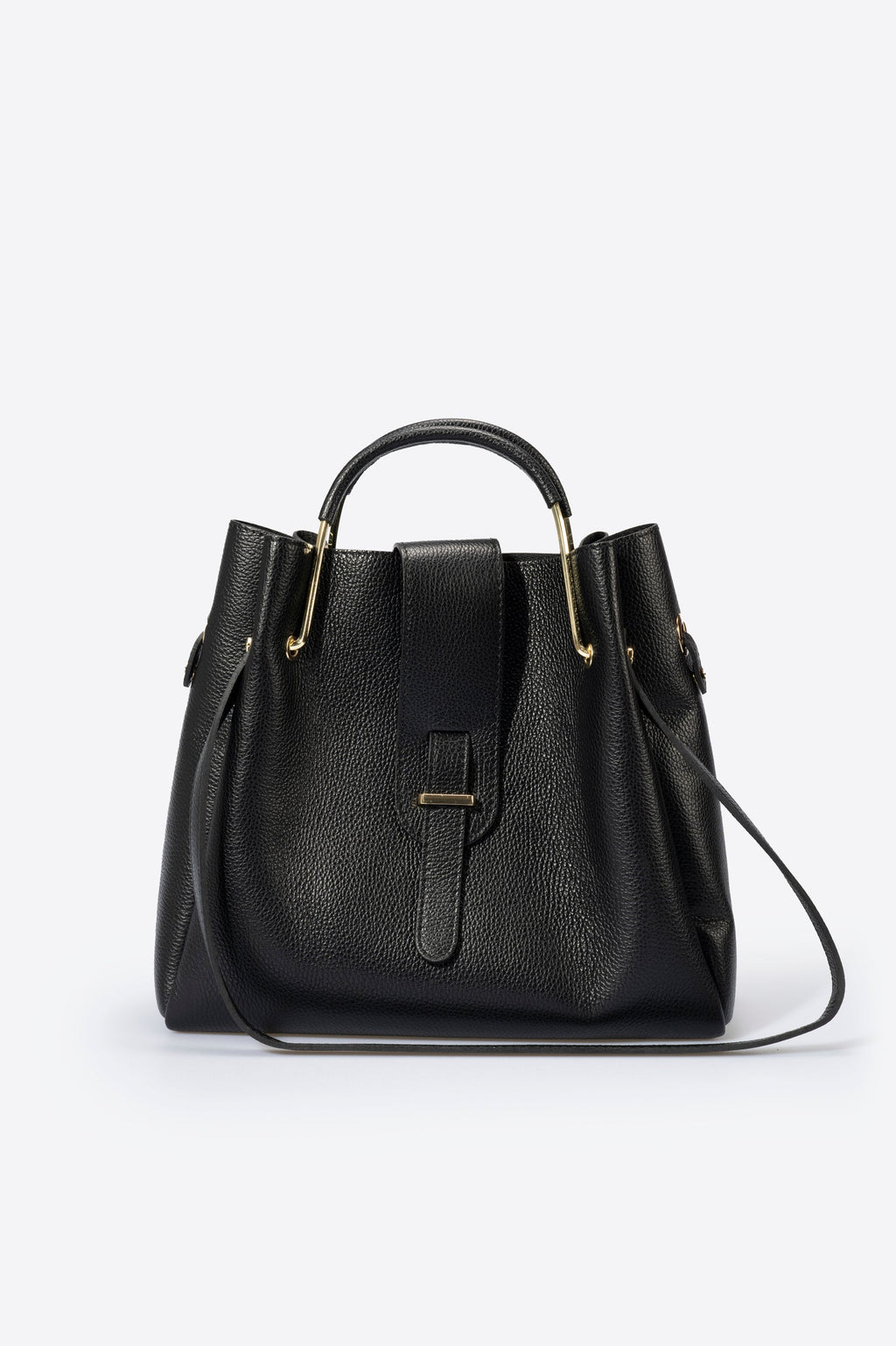 Diana Made in Italy Leather Top Handle Handbag – Black