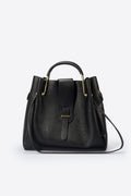 Diana Made in Italy Leather Top Handle Handbag – Black
