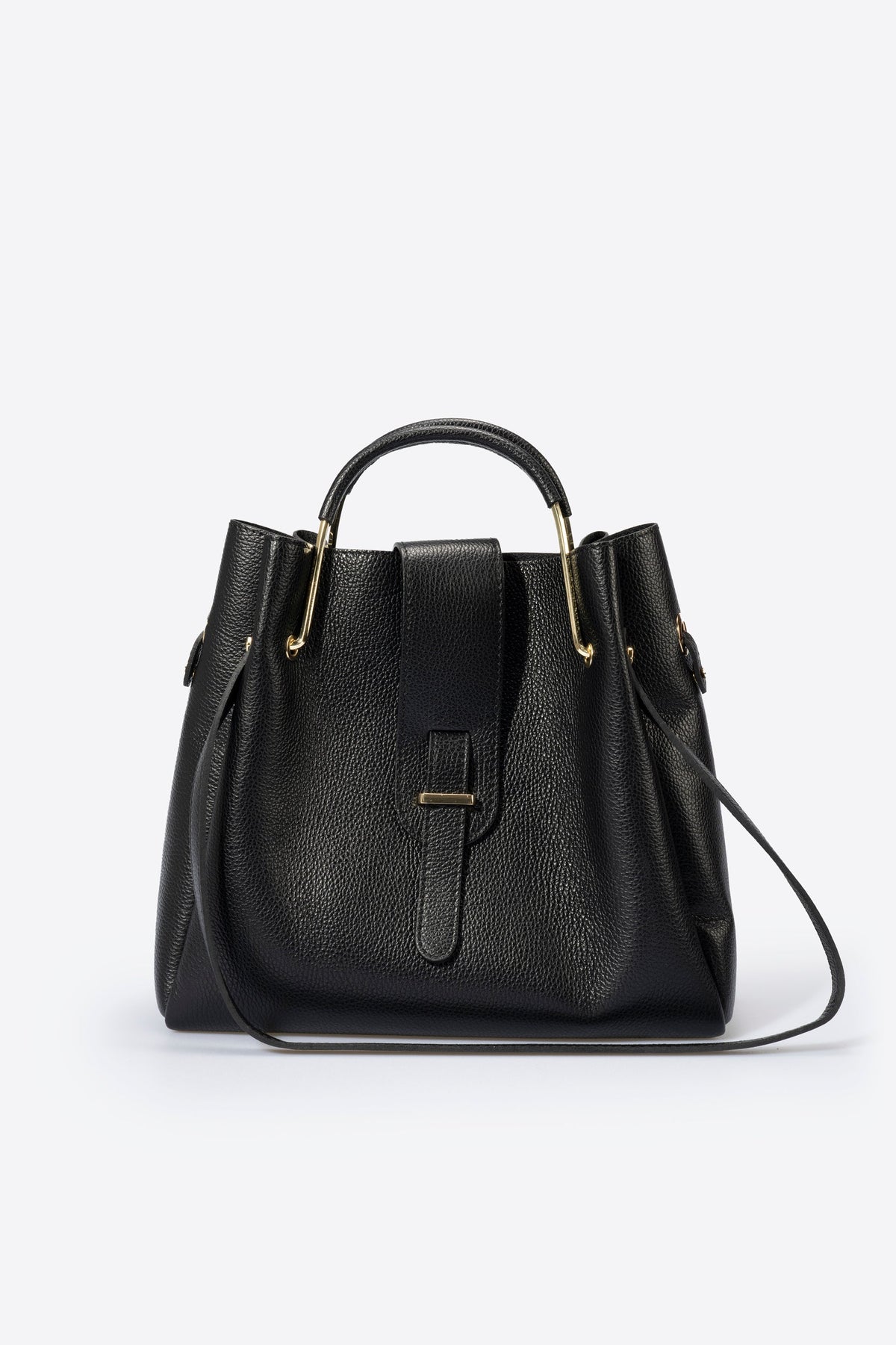 Diana Made in Italy Leather Top Handle Handbag – Black