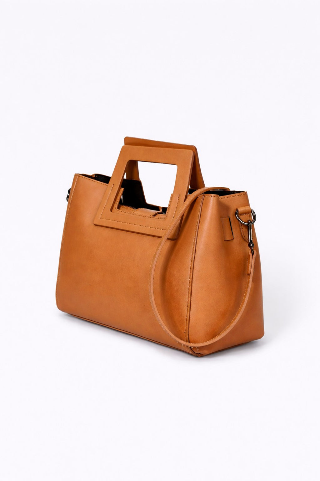 Vittoria Made in Italy Leather Top Handle Handbag – Tan