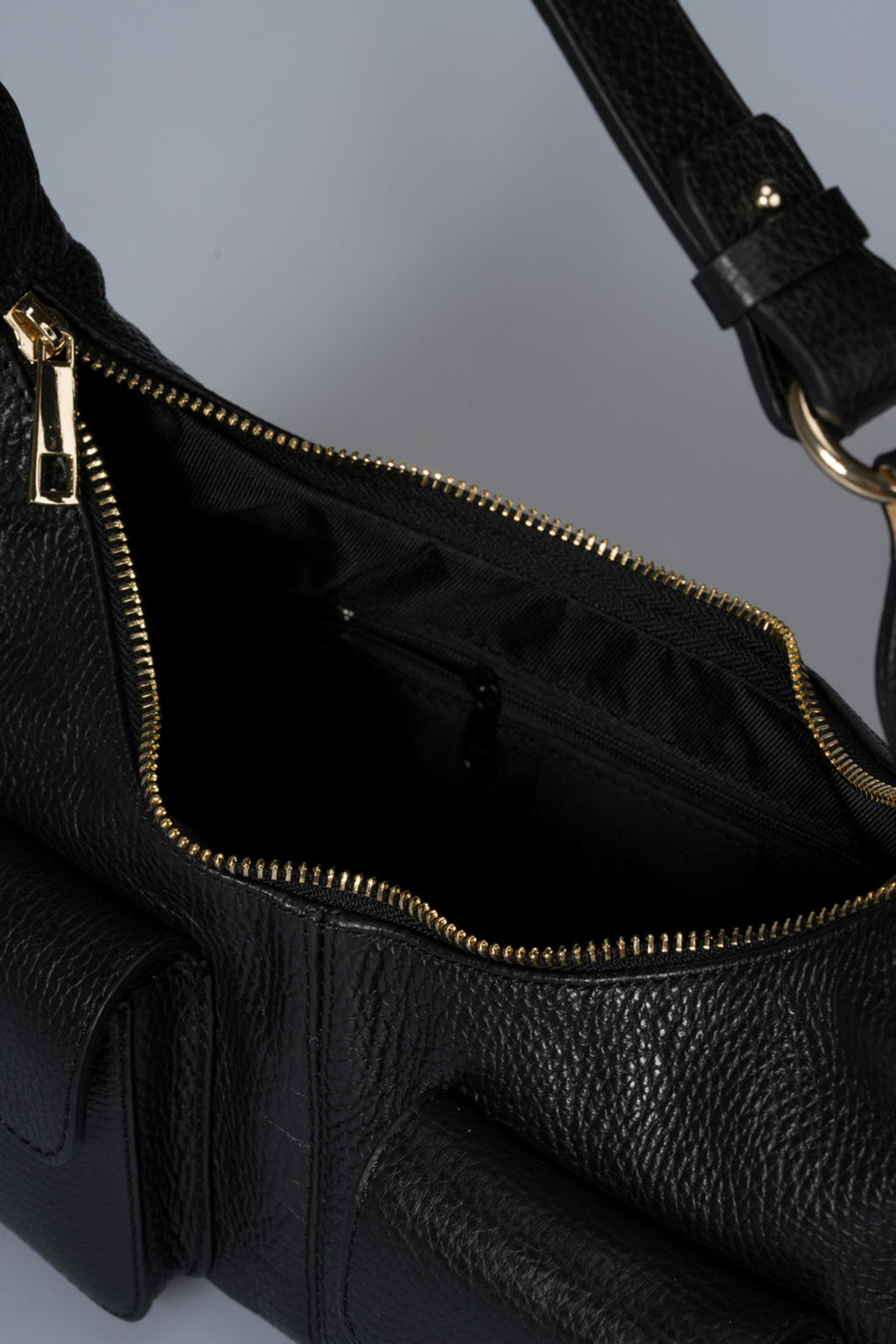 Livia Made in Italy Leather Top Handle Handbag – Black