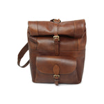 LUSSO Full grain leather back pack with backside troller strap