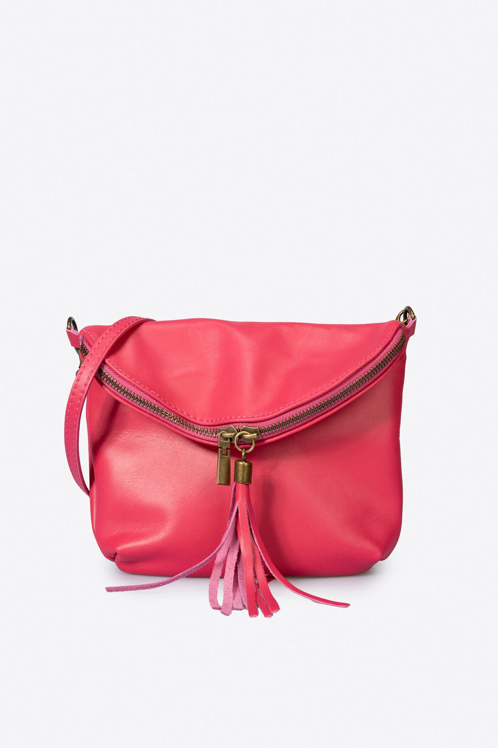 Alessia Made in Italy Full Grain Leather Crossbody Bag – Fuchsia