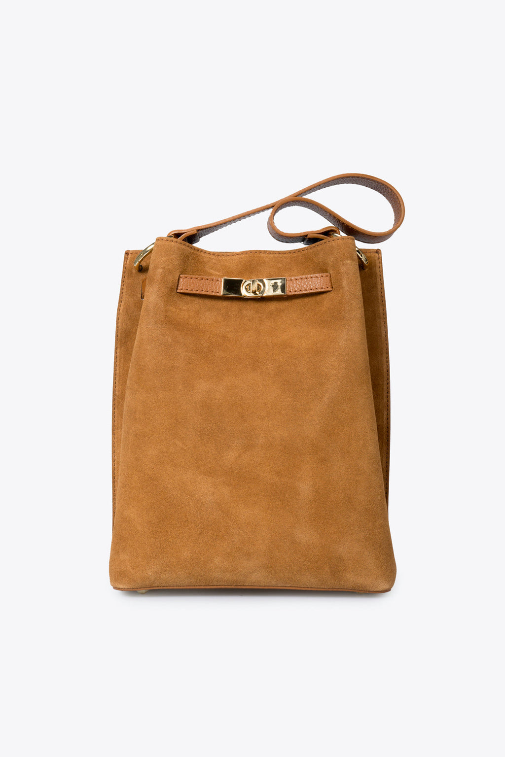 Rosalia Made in Italy Suede Leather Shoulder Bag – Cognac