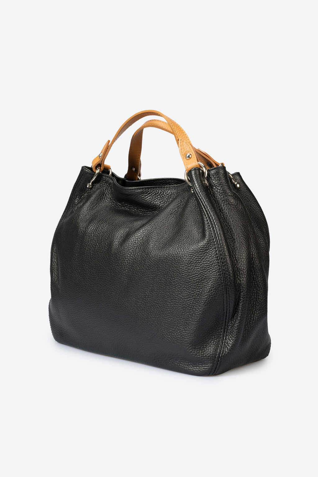 Fiorella Made in Italy Leather Top Handle Handbag – Black