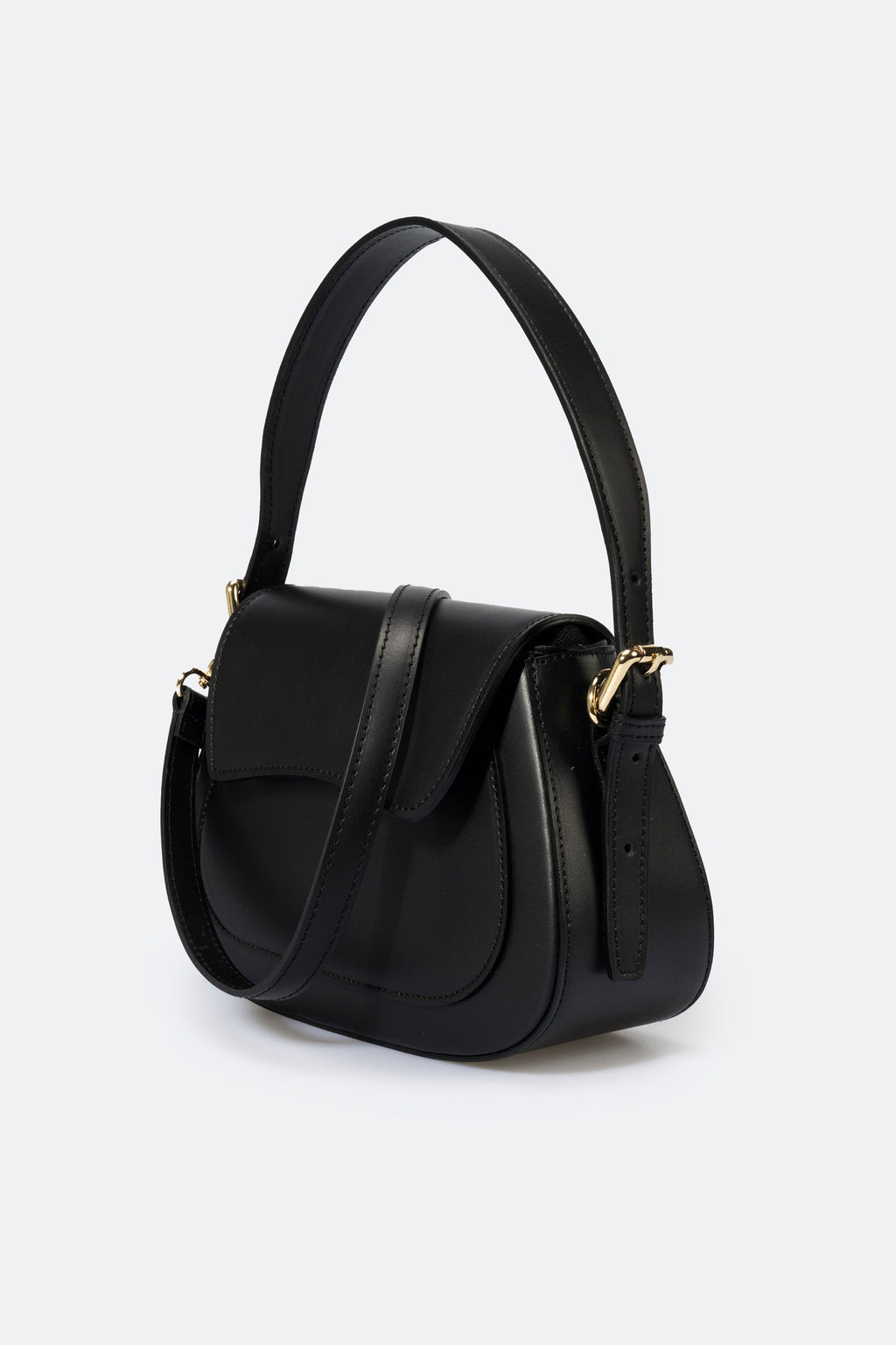 Ginevra Made in Italy Leather Shoulder Bag – Black