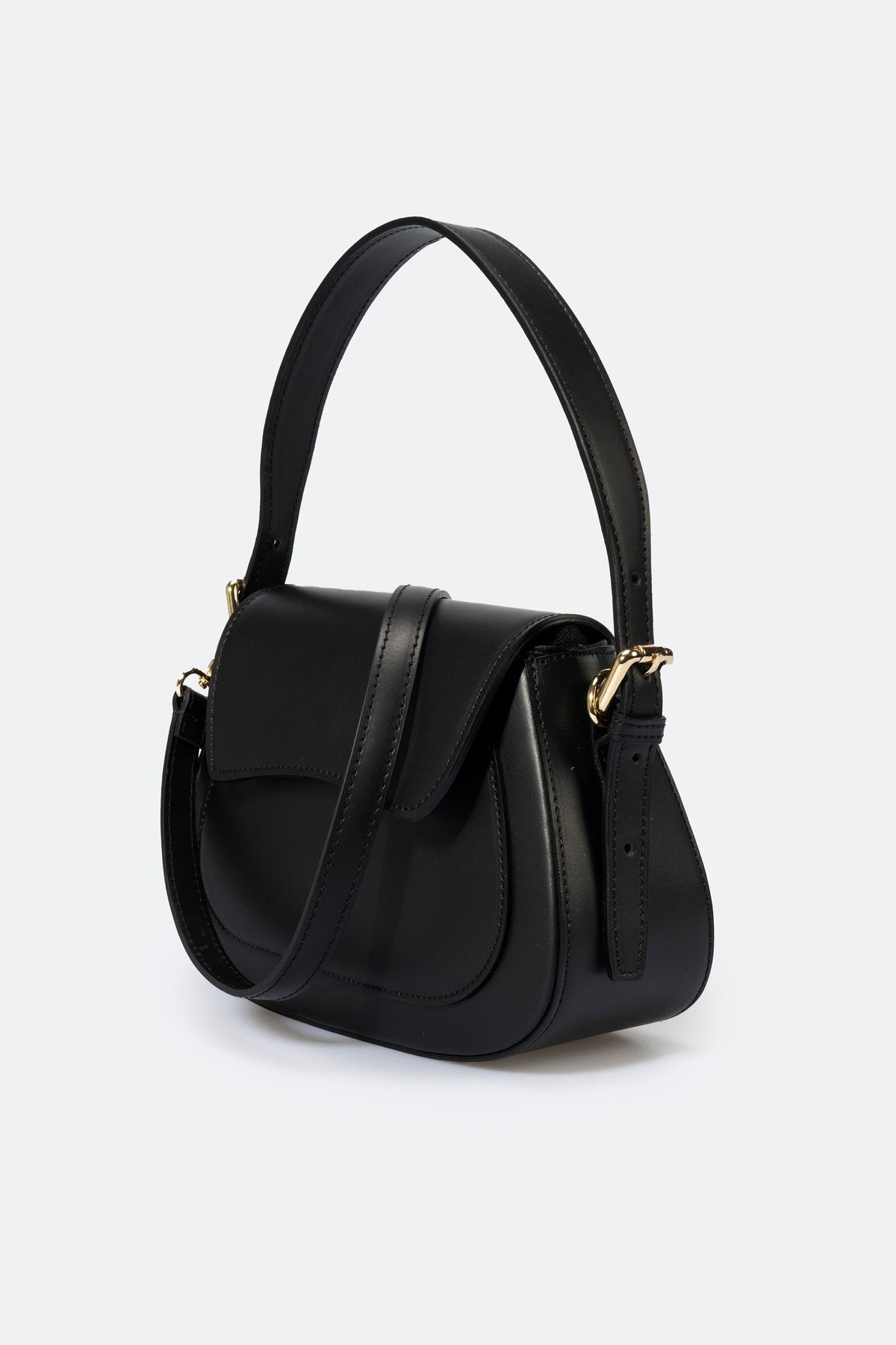 Ginevra Made in Italy Leather Shoulder Bag – Black