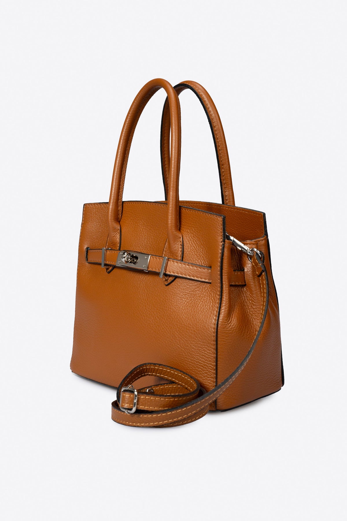 Gabriella Made in Italy Leather Top Handle Handbag – Cognac