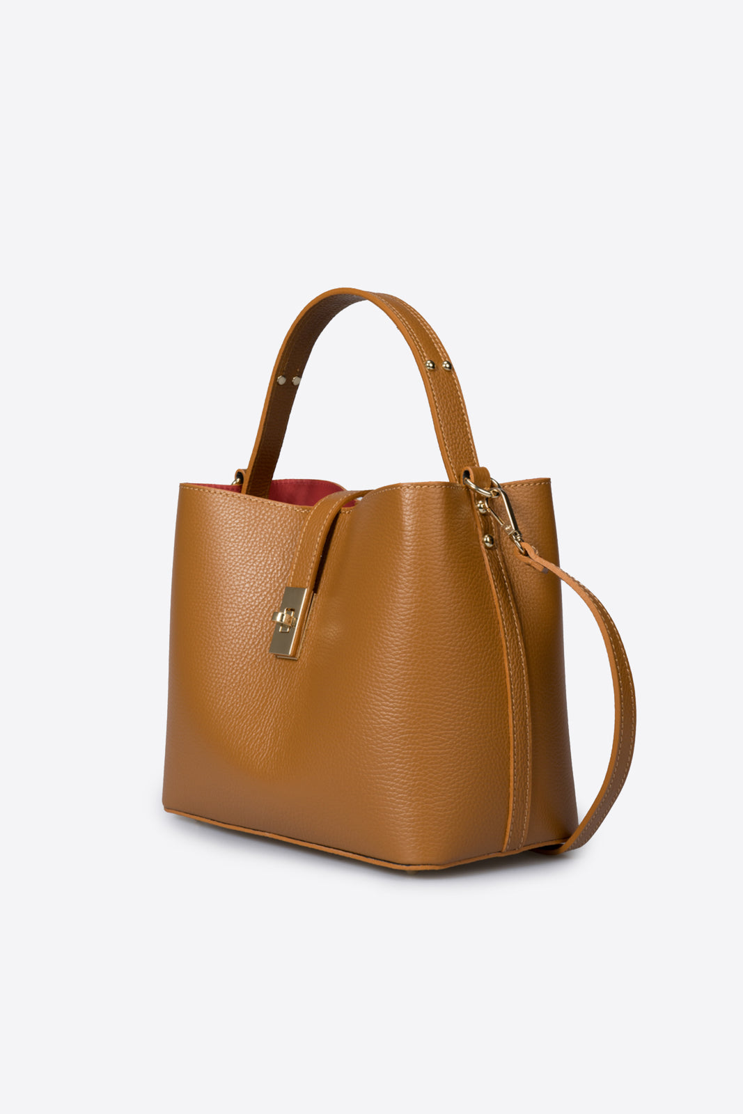 Greta Made in Italy Leather Top Handle Handbag – Cognac