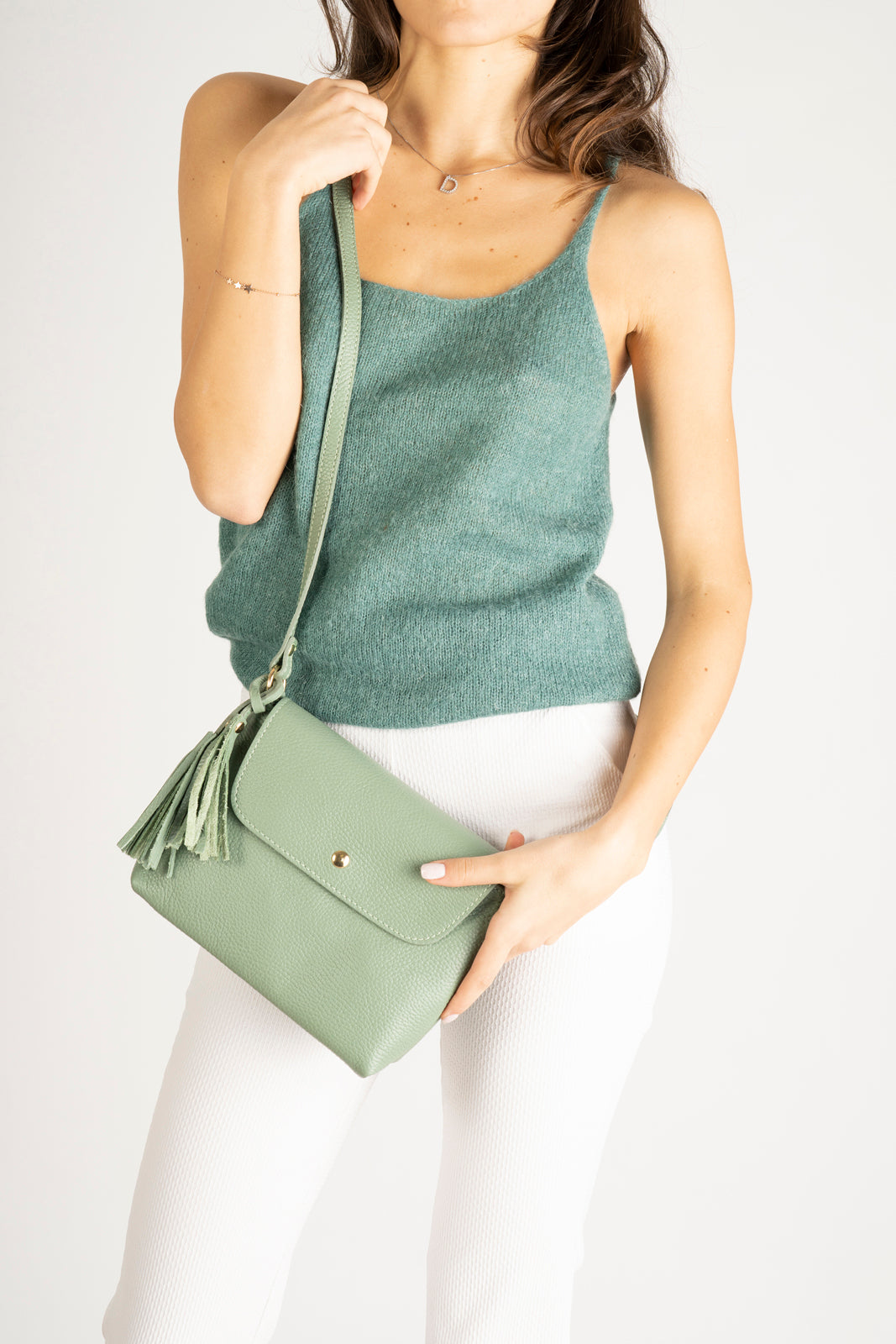 Stella Made in Italy Leather Crossbody Bag – Mint Green