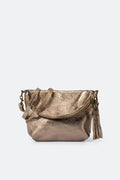 Alessia Made in Italy Full Grain Leather Crossbody Bag – Gun Metal