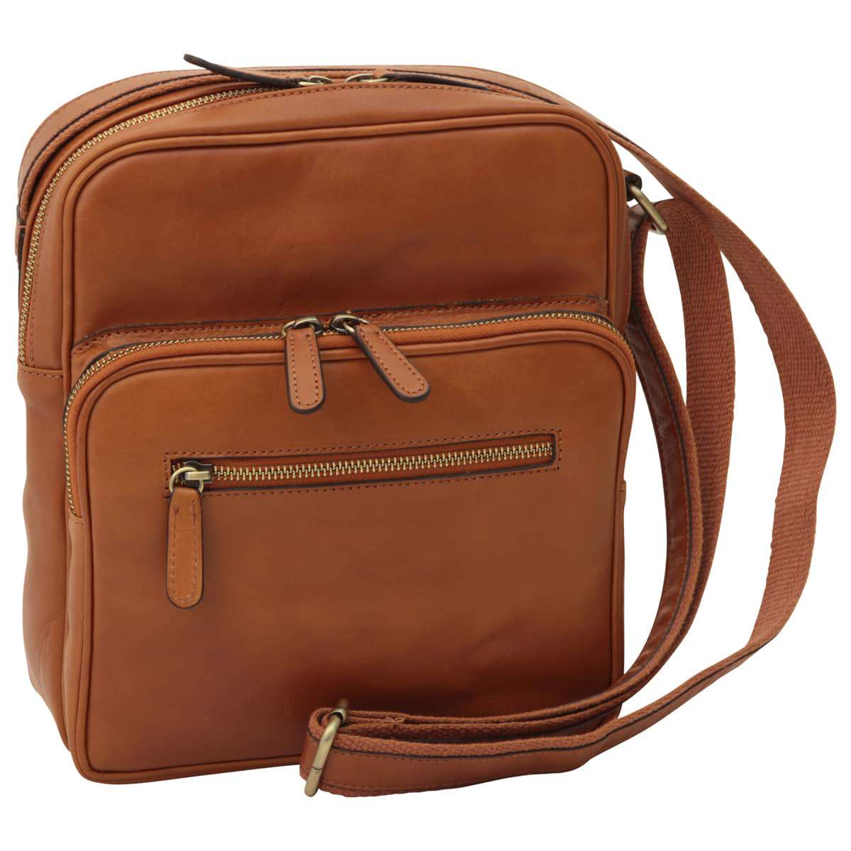 Small leather bag with zip closures