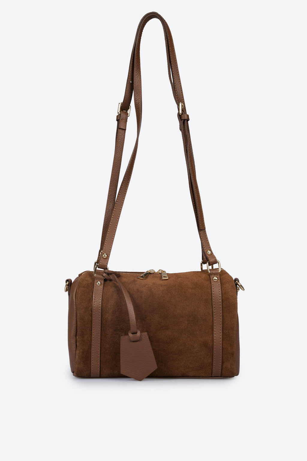 Noemi Made in Italy Suede Leather Bowling Bag – Brown