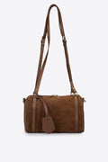 Noemi Made in Italy Suede Leather Bowling Bag – Brown