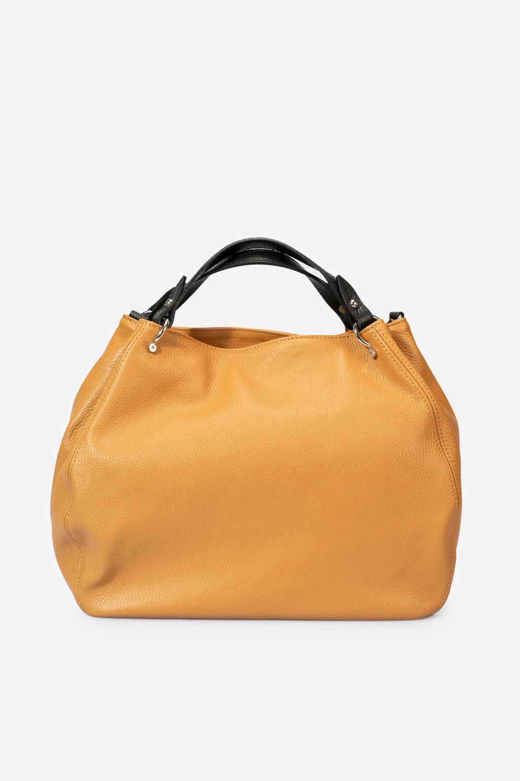 Fiorella Made in Italy Leather Top Handle Handbag – Tan & Black