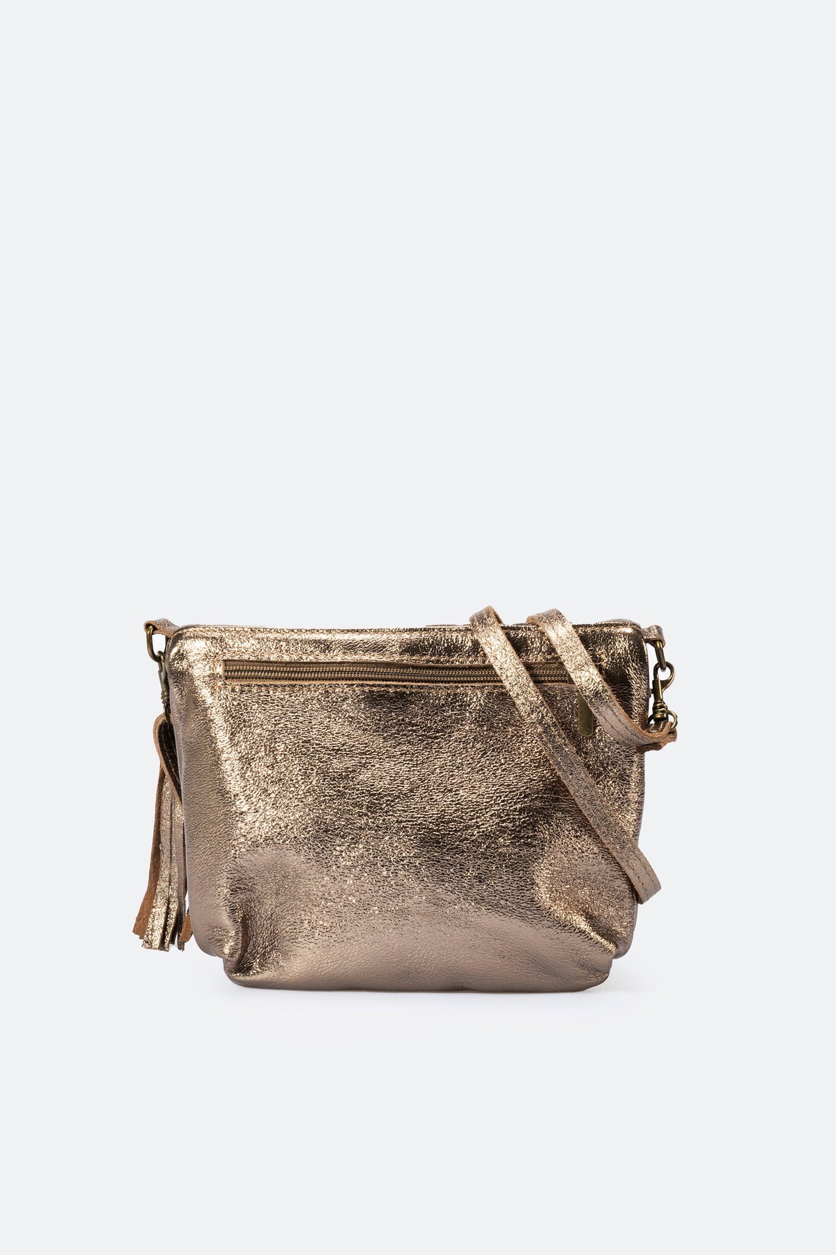 Alessia Made in Italy Full Grain Leather Crossbody Bag – Gun Metal