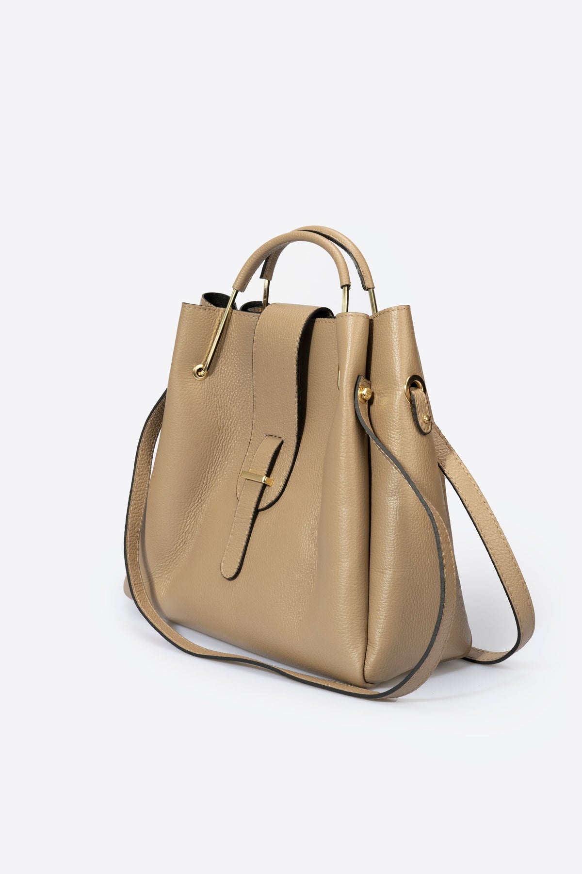 Diana Made in Italy Leather Top Handle Handbag – Taupe