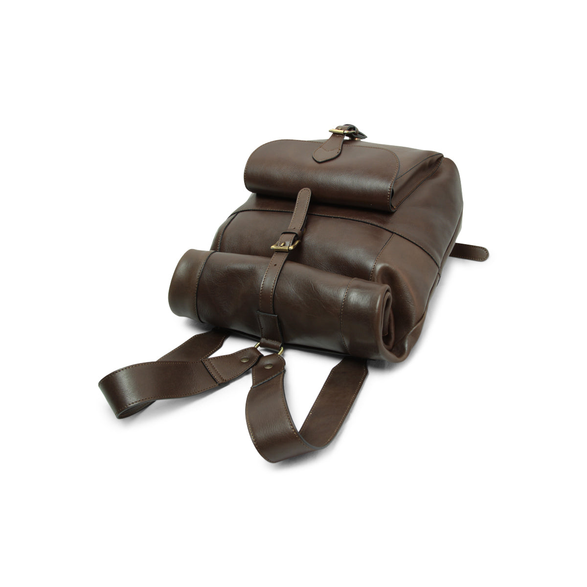 LUSSO Full grain leather back pack with backside troller strap