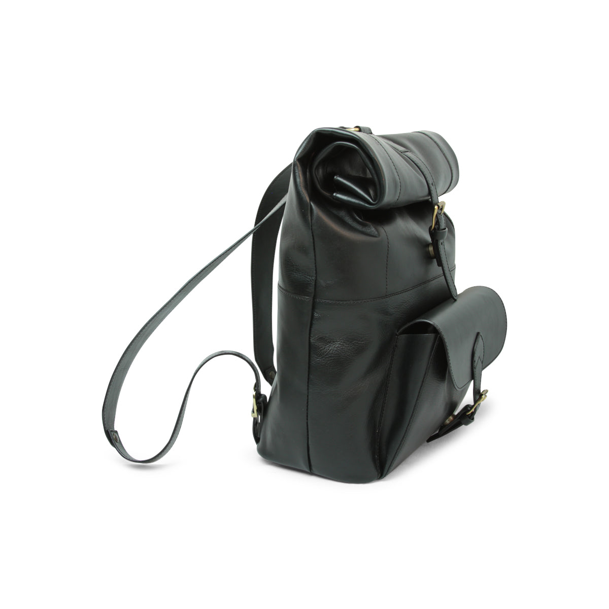LUSSO Full grain leather back pack with backside troller strap