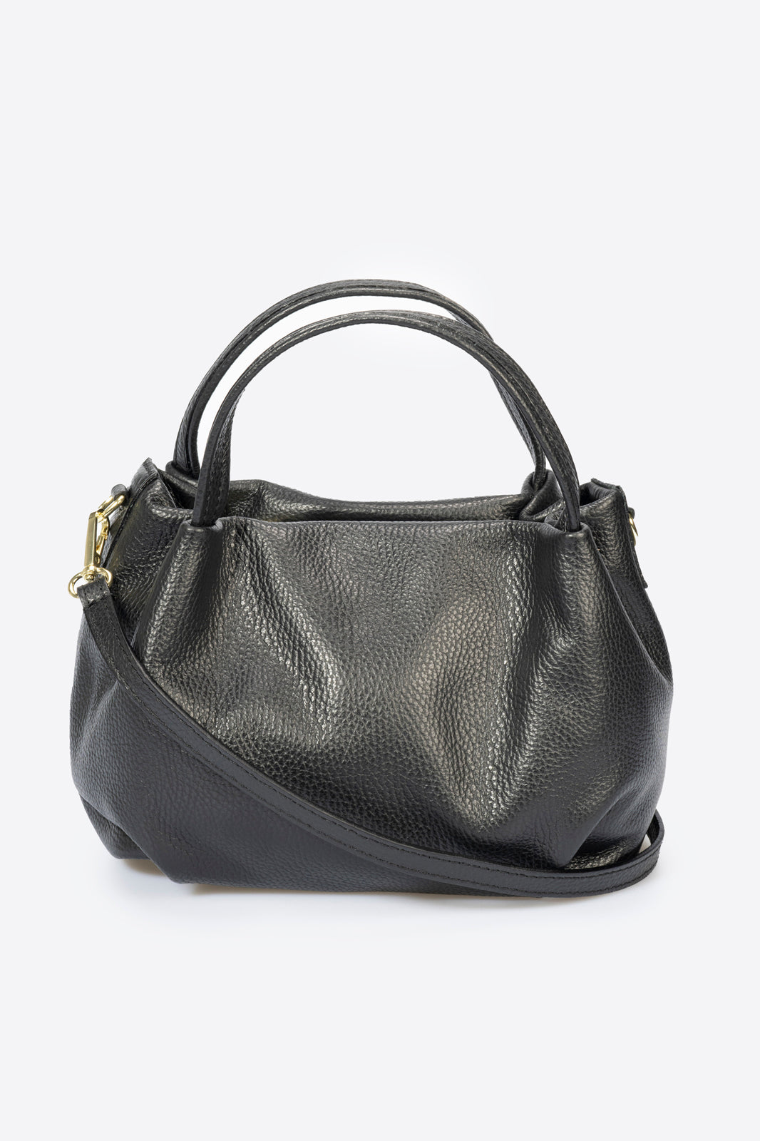 Mia Made in Italy Leather Top Handle Handbag – Black