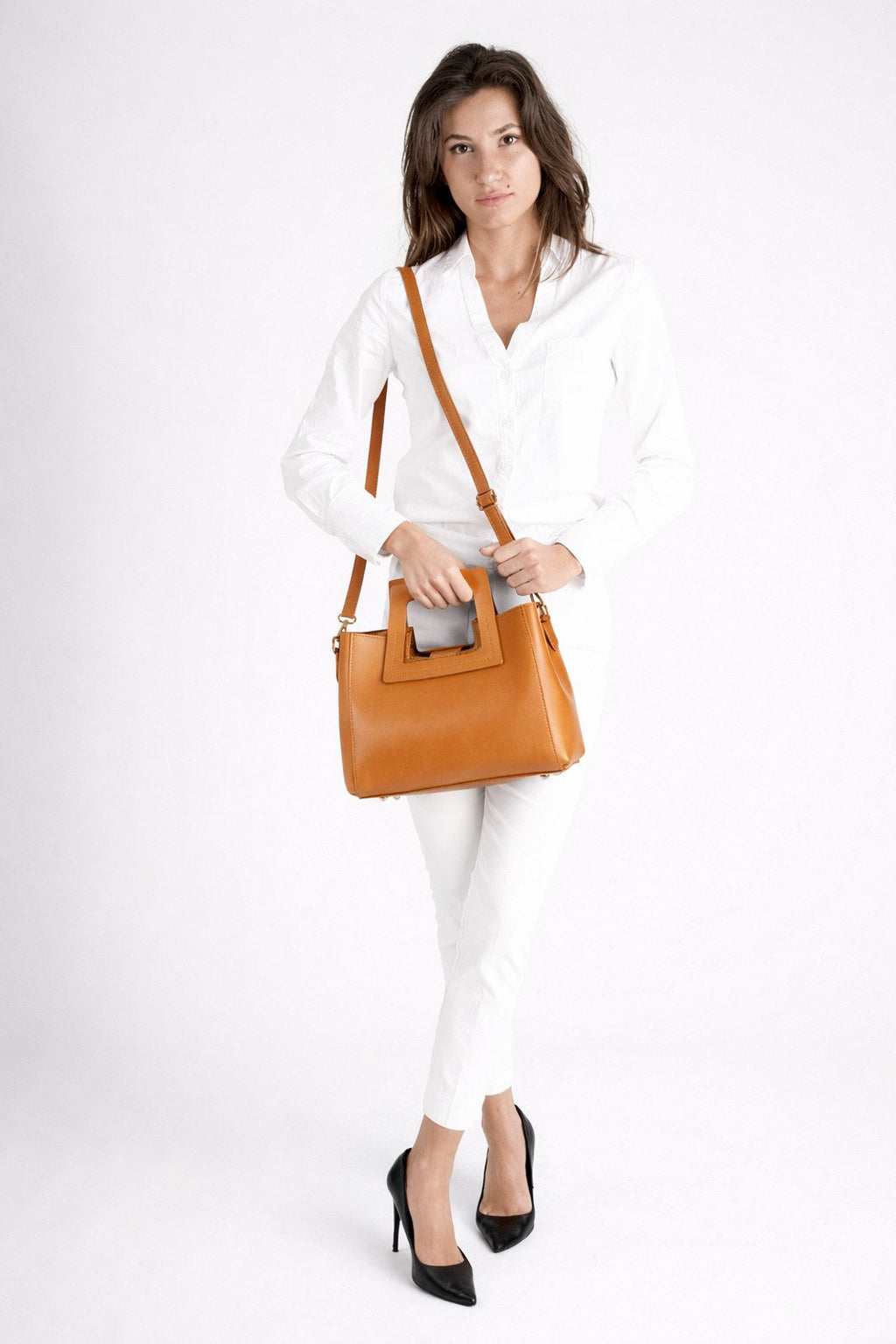 Vittoria Made in Italy Leather Top Handle Handbag – Tan