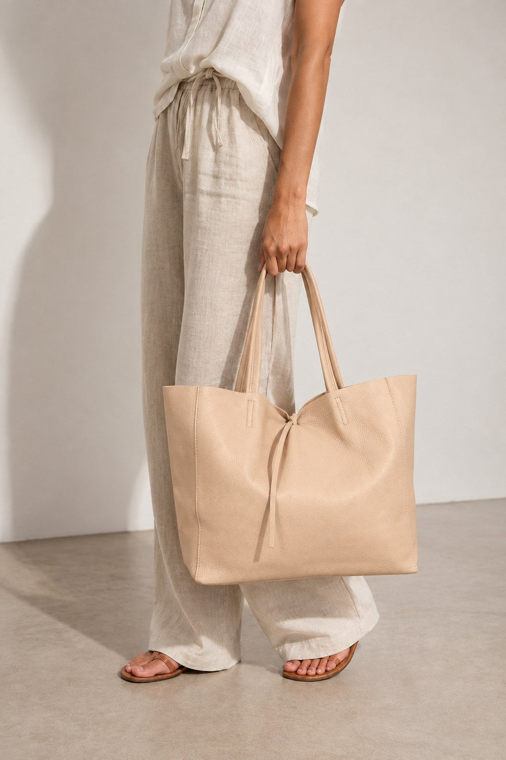 Francesca Made in Italy Leather Tote Bag – Blush Pink