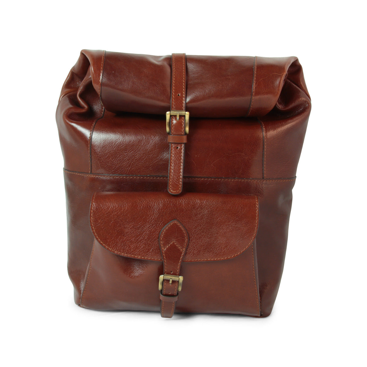 LUSSO Full grain leather back pack with backside troller strap