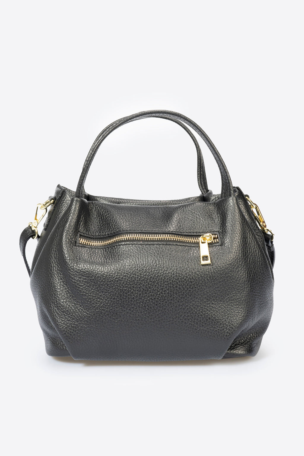 Mia Made in Italy Leather Top Handle Handbag – Black