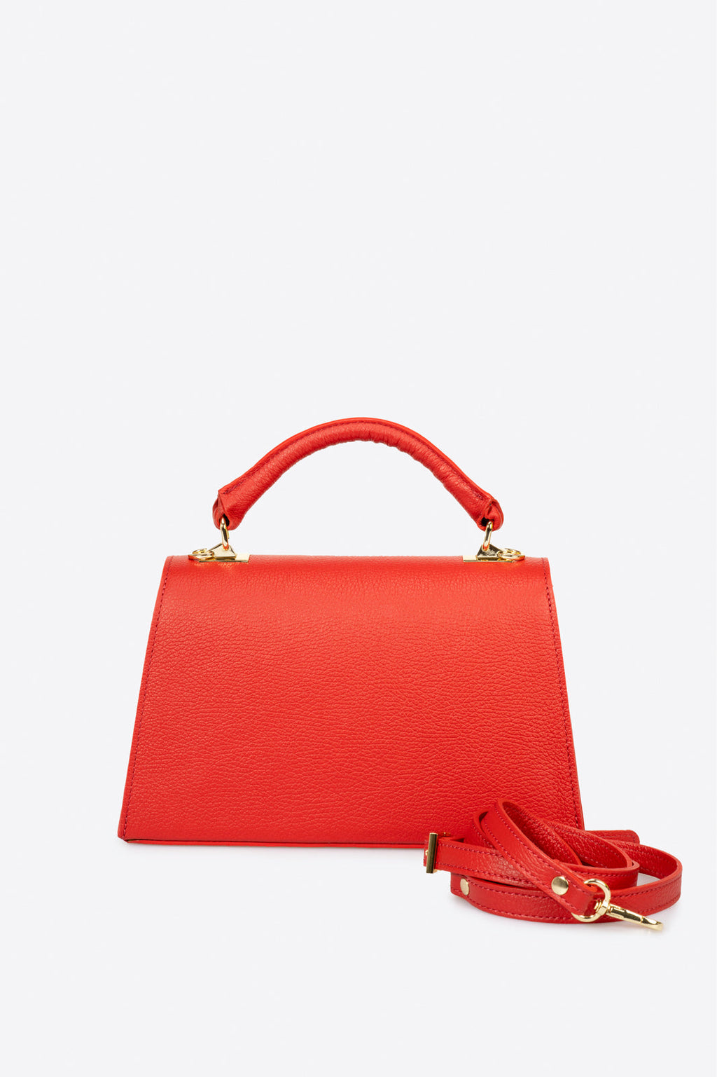 Giulia Made in Italy Leather Top Handle Handbag – Red