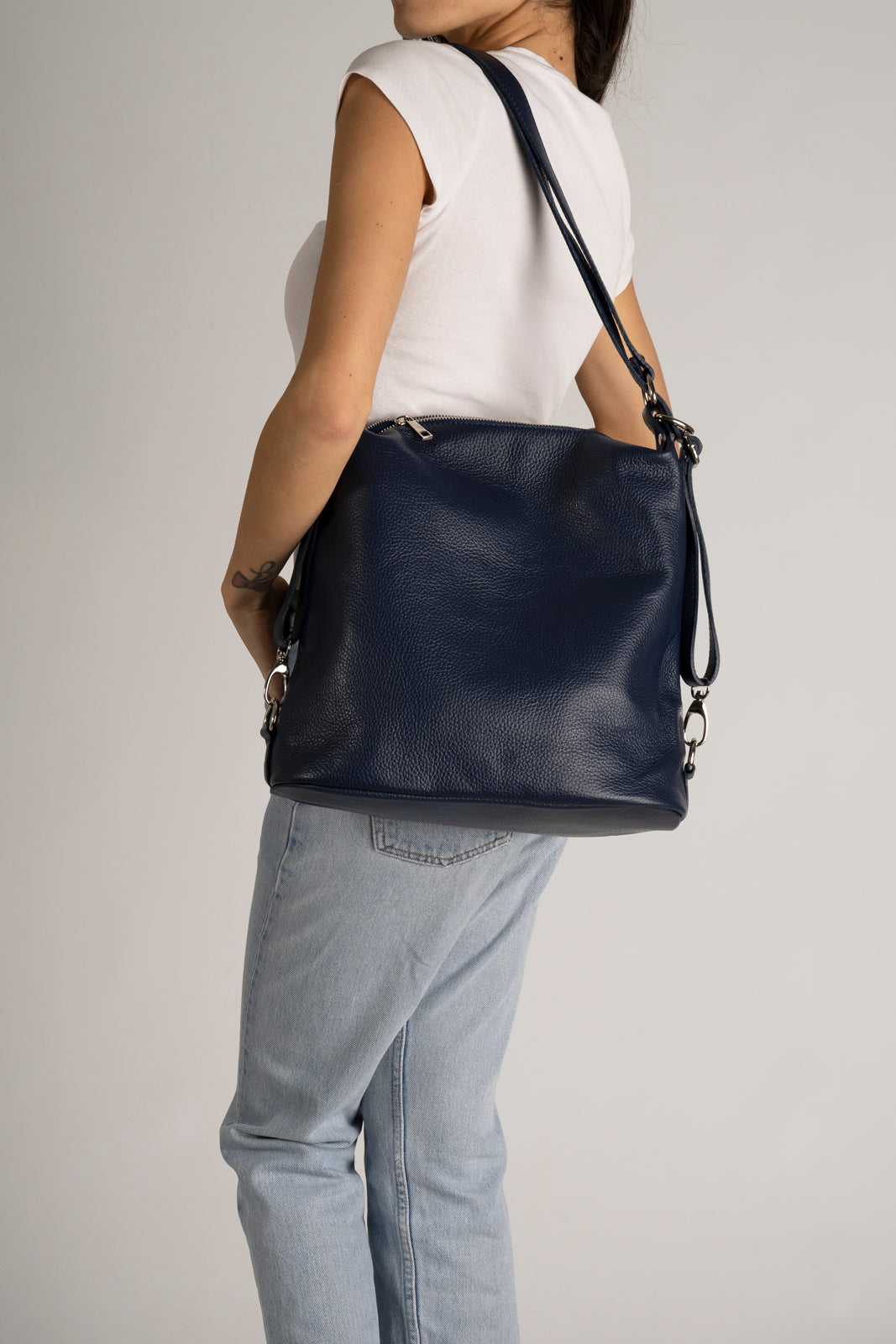 Serena Made in Italy Leather Backpack – Blue