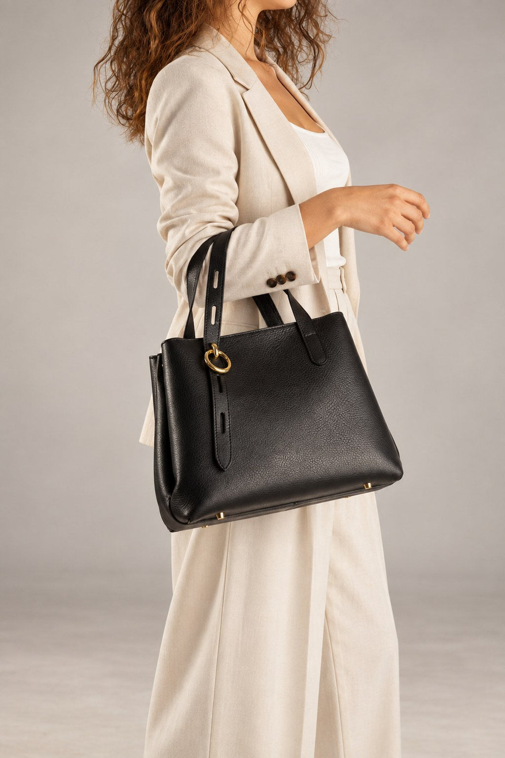 MAREN leather top handle bag - Black