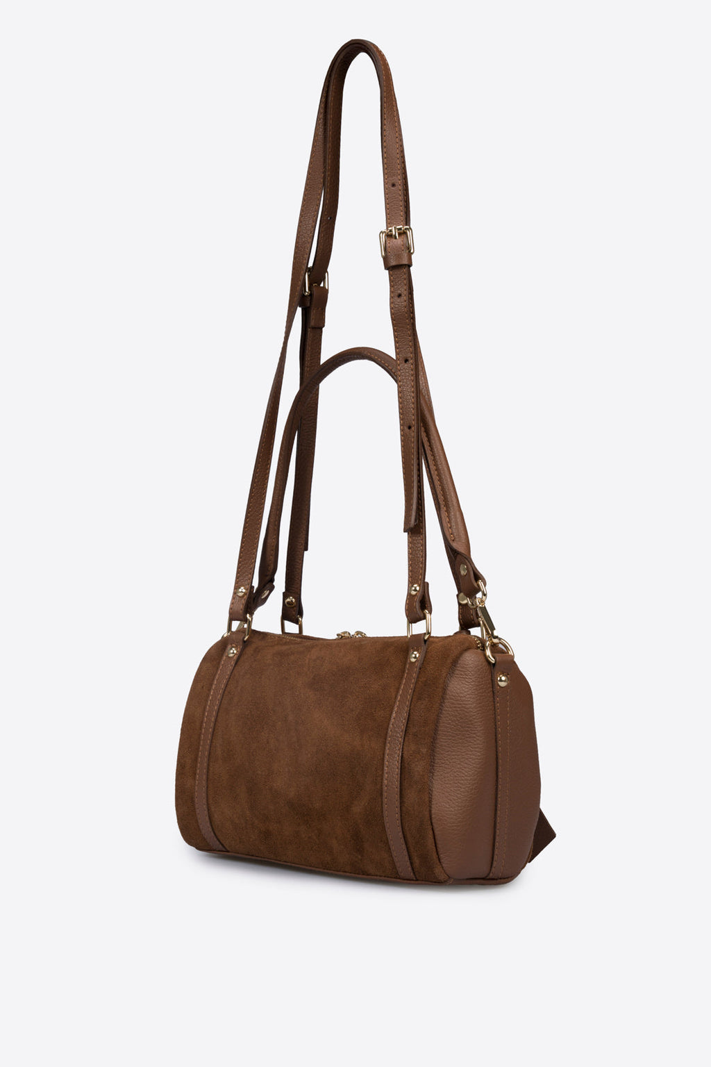 Noemi Made in Italy Suede Leather Bowling Bag – Brown