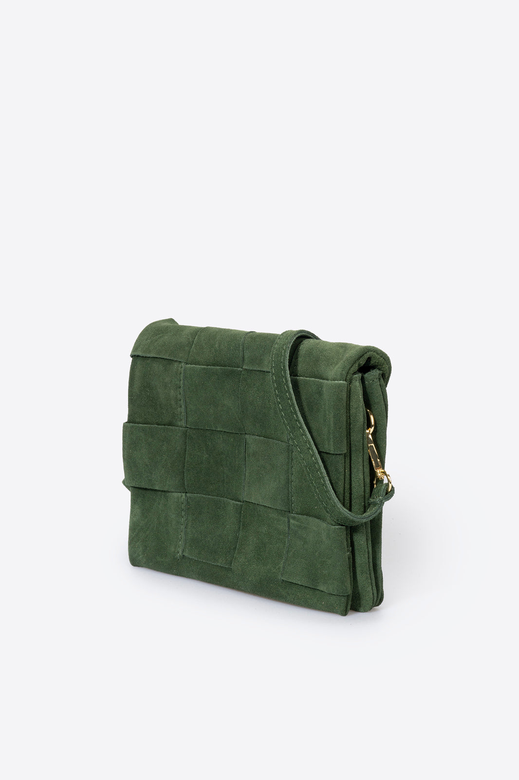 Caterina Made in Italy Suede Leather Crossbody Bag – Green
