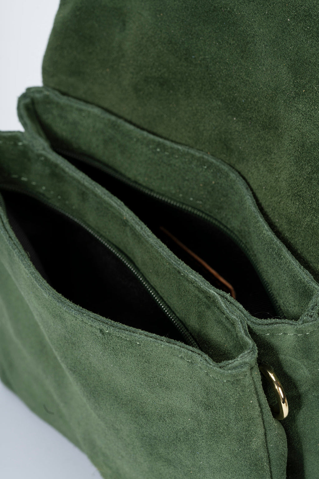 Caterina Made in Italy Suede Leather Crossbody Bag – Green