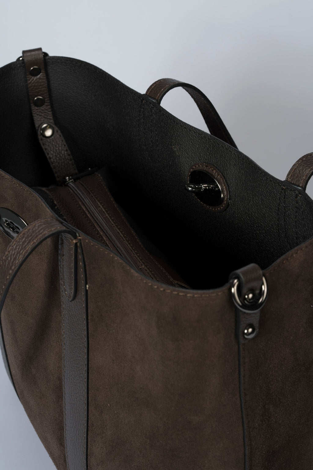 Teresa Made in Italy Suede Leather Tote Bag – Dark Brown