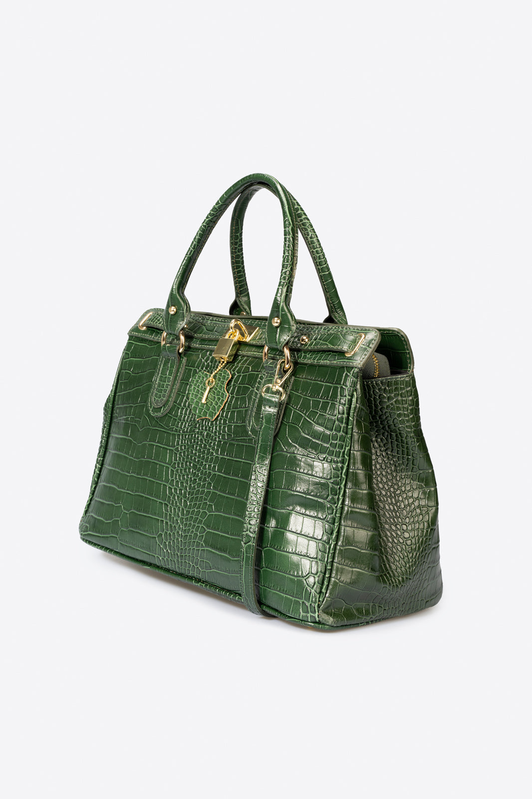 Federica Made in Italy Leather Top Handle Handbag – Green