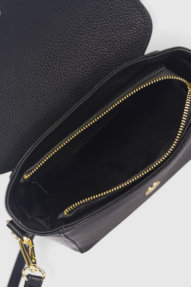 Beatrice Made in Italy Leather Crossbody Bag – Black