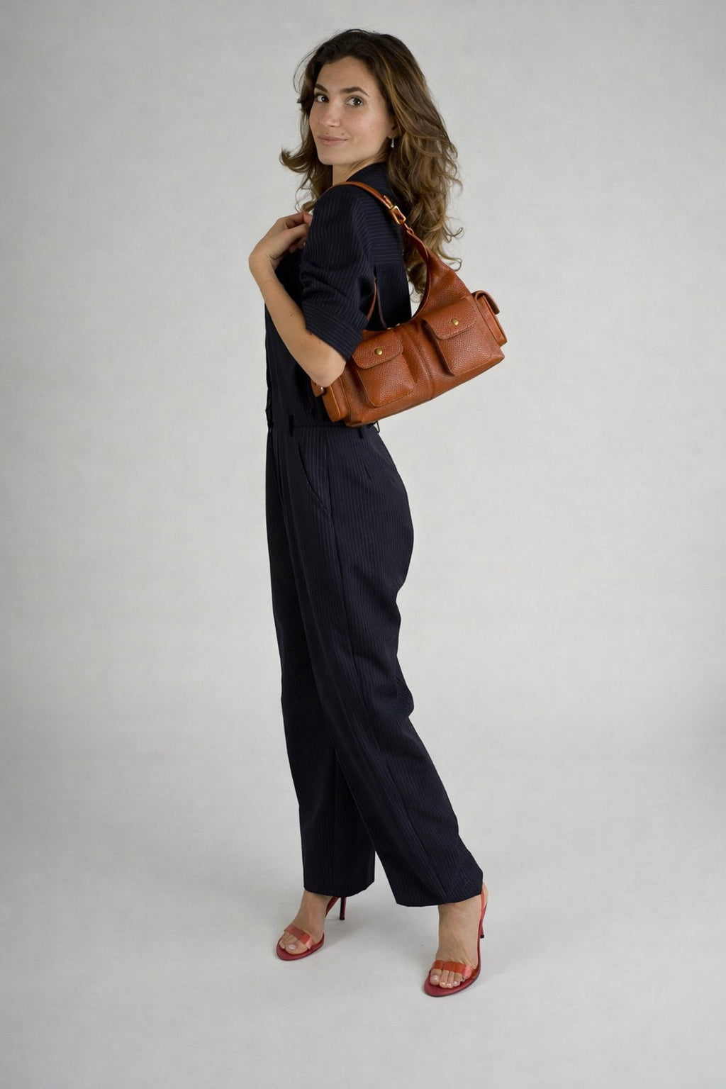 Livia Made in Italy Leather Top Handle Handbag – Cognac