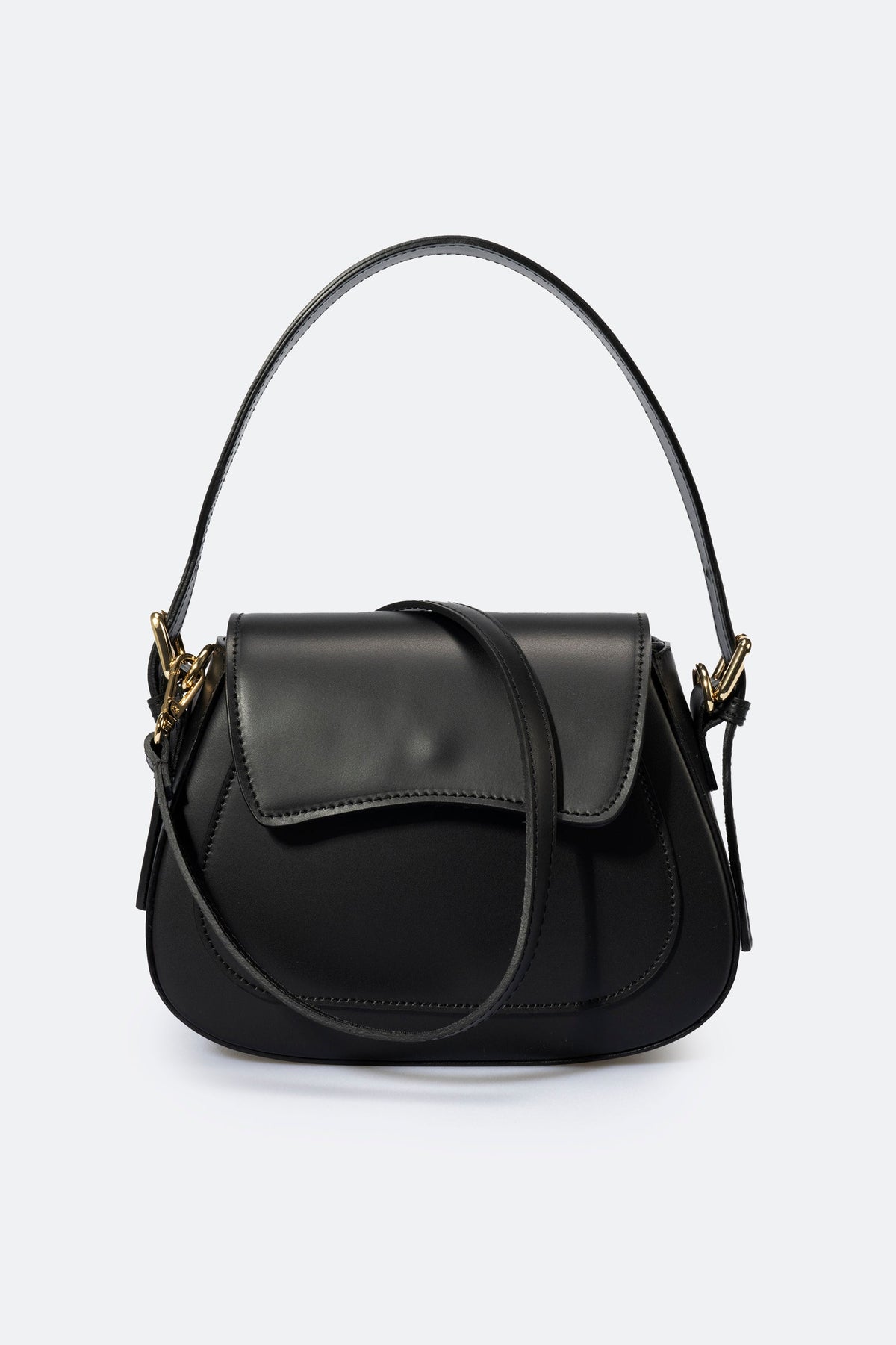 Ginevra Made in Italy Leather Shoulder Bag – Black